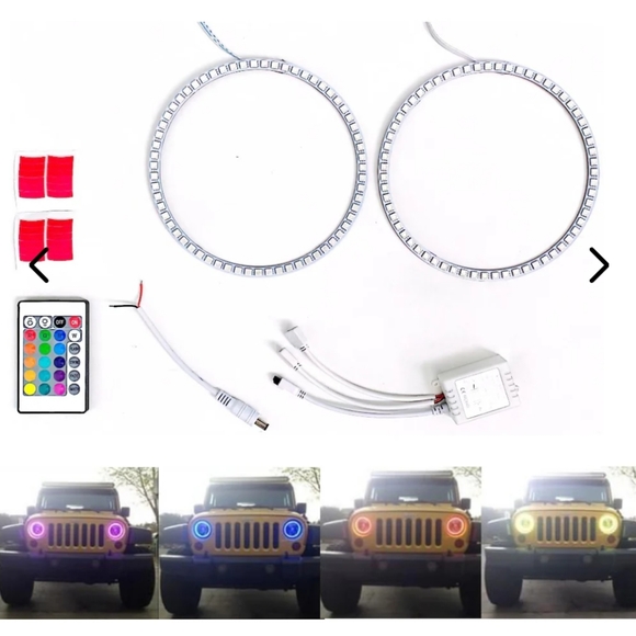 Universal 7" LED Angel Eyes Halo Rings for Jeep Wrangler JK - Picture 2 of 9